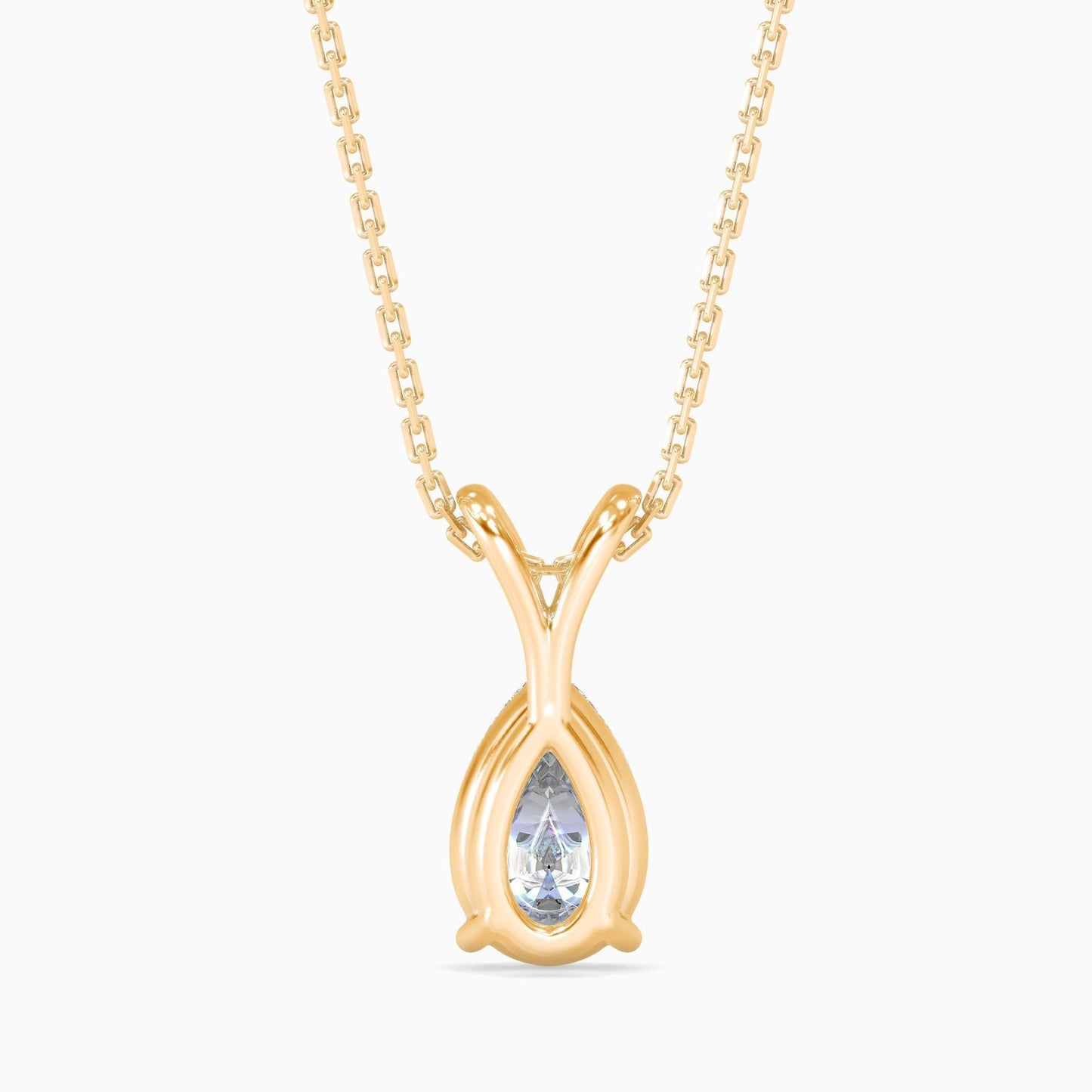 25 Cent Pear Solitaire Pendant (With Chain)