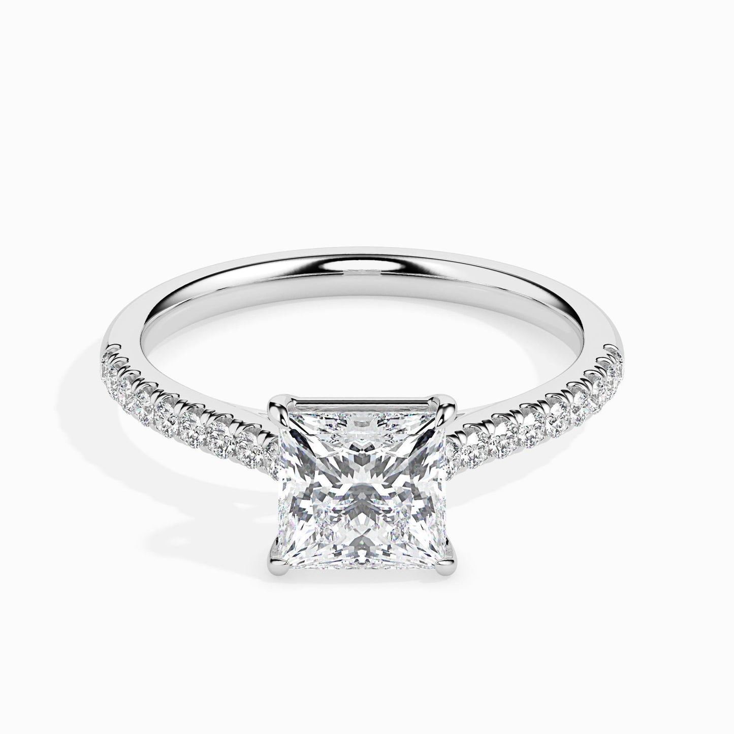 50 Cent Princess Solitaire Ring in Diamond Band