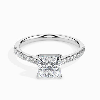 50 Cent Princess Solitaire Ring in Diamond Band
