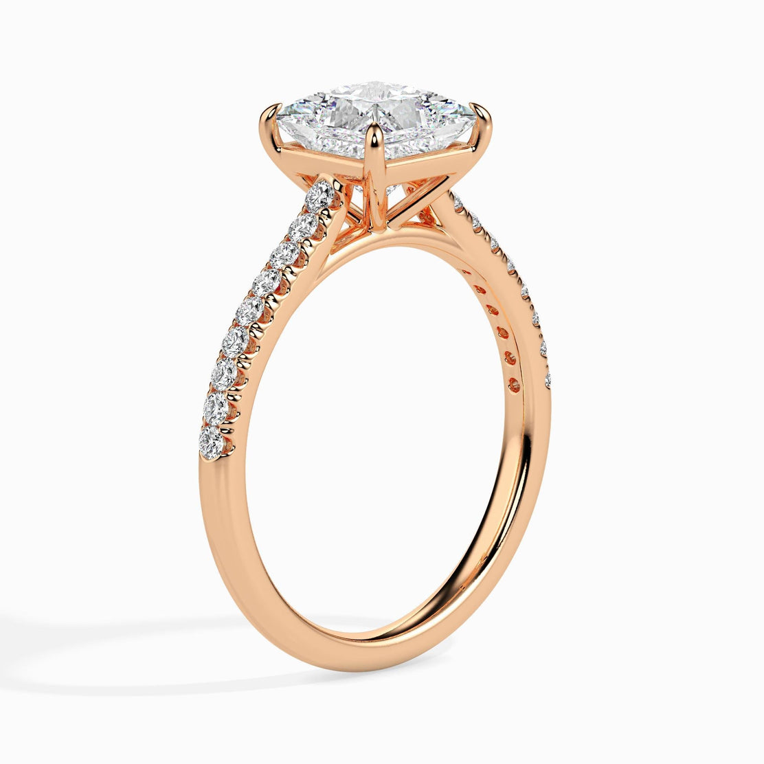 50 Cent Princess Solitaire Ring in Diamond Band