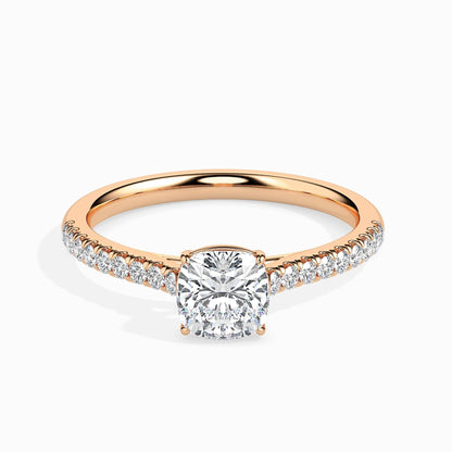 50 Cent Cushion Solitaire Ring in Diamond Band