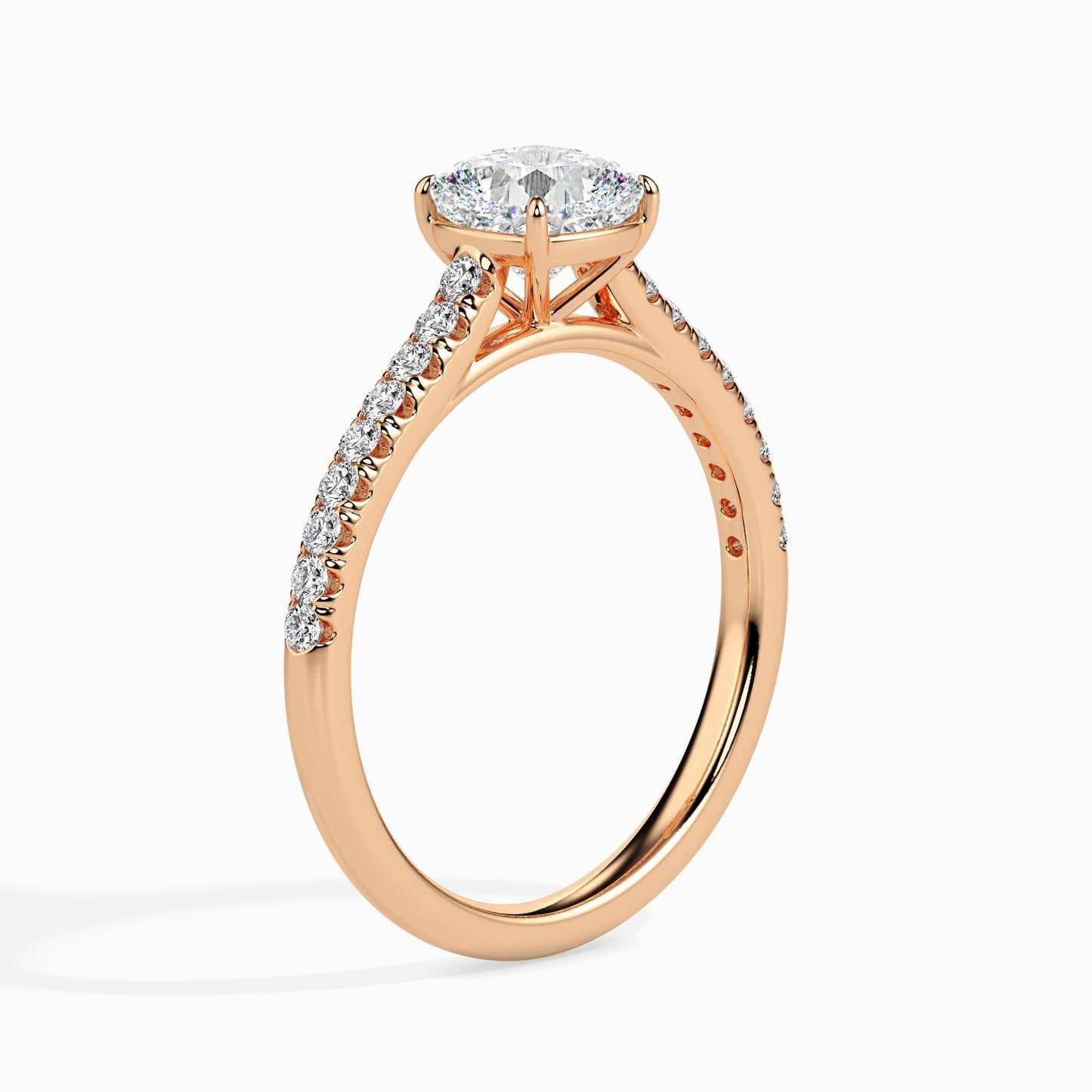 50 Cent Cushion Solitaire Ring in Diamond Band