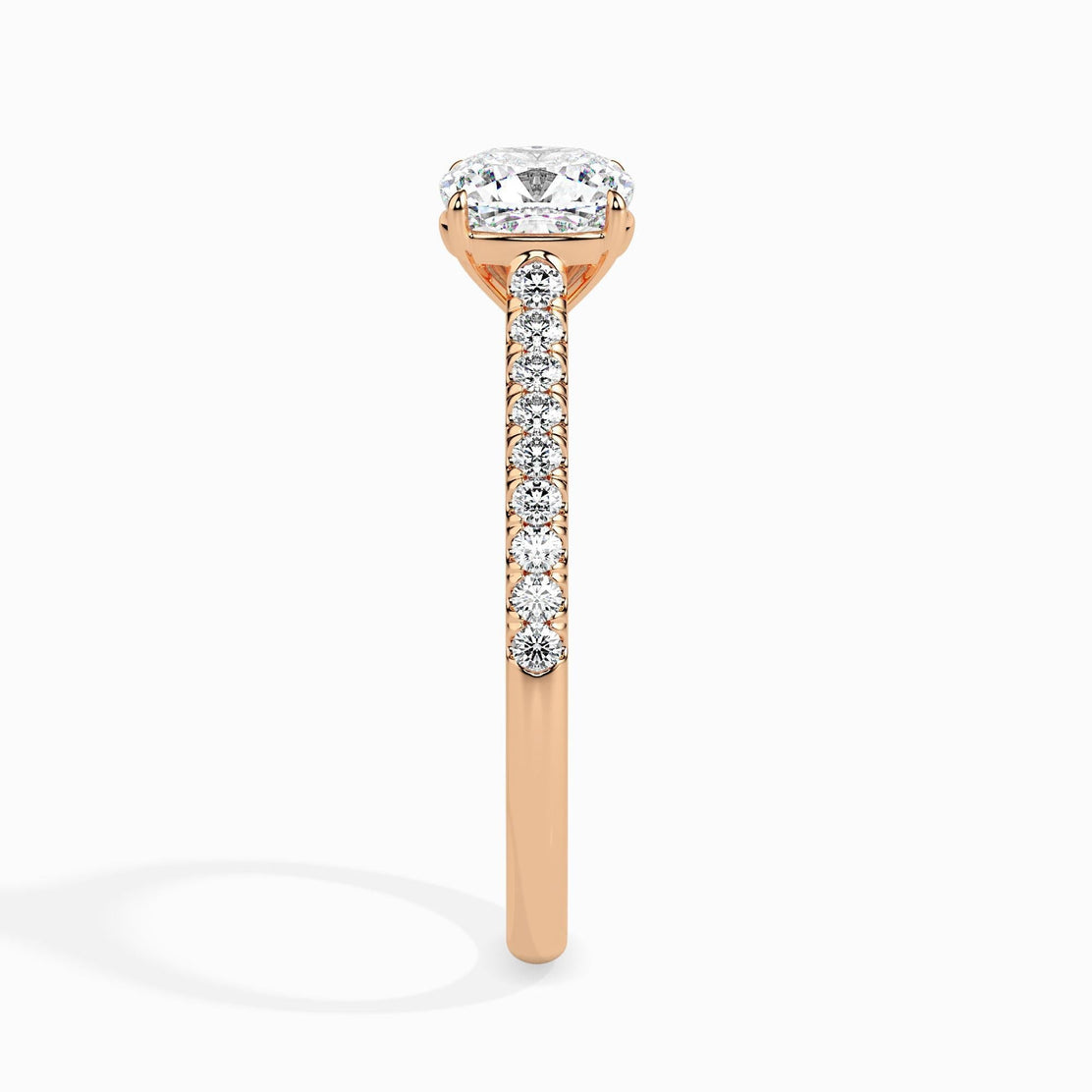 50 Cent Cushion Solitaire Ring in Diamond Band