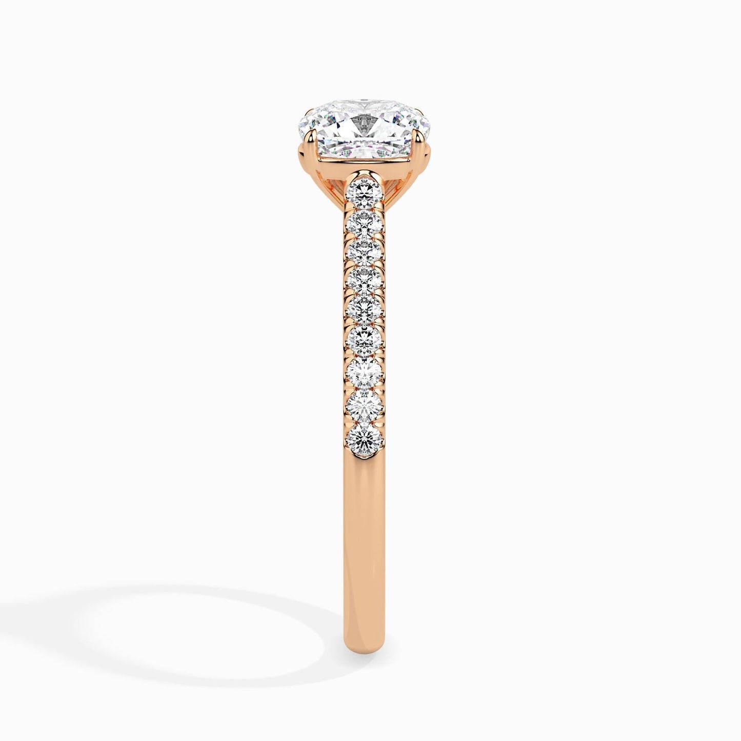 50 Cent Cushion Solitaire Ring in Diamond Band