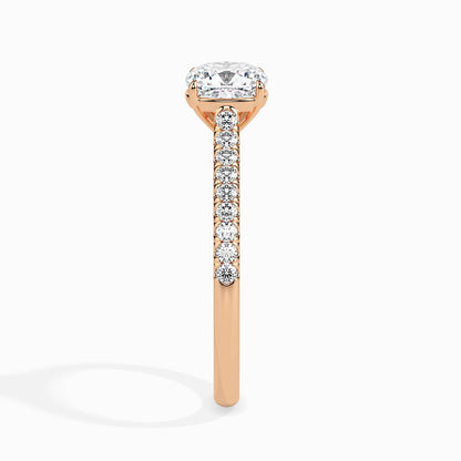 50 Cent Cushion Solitaire Ring in Diamond Band