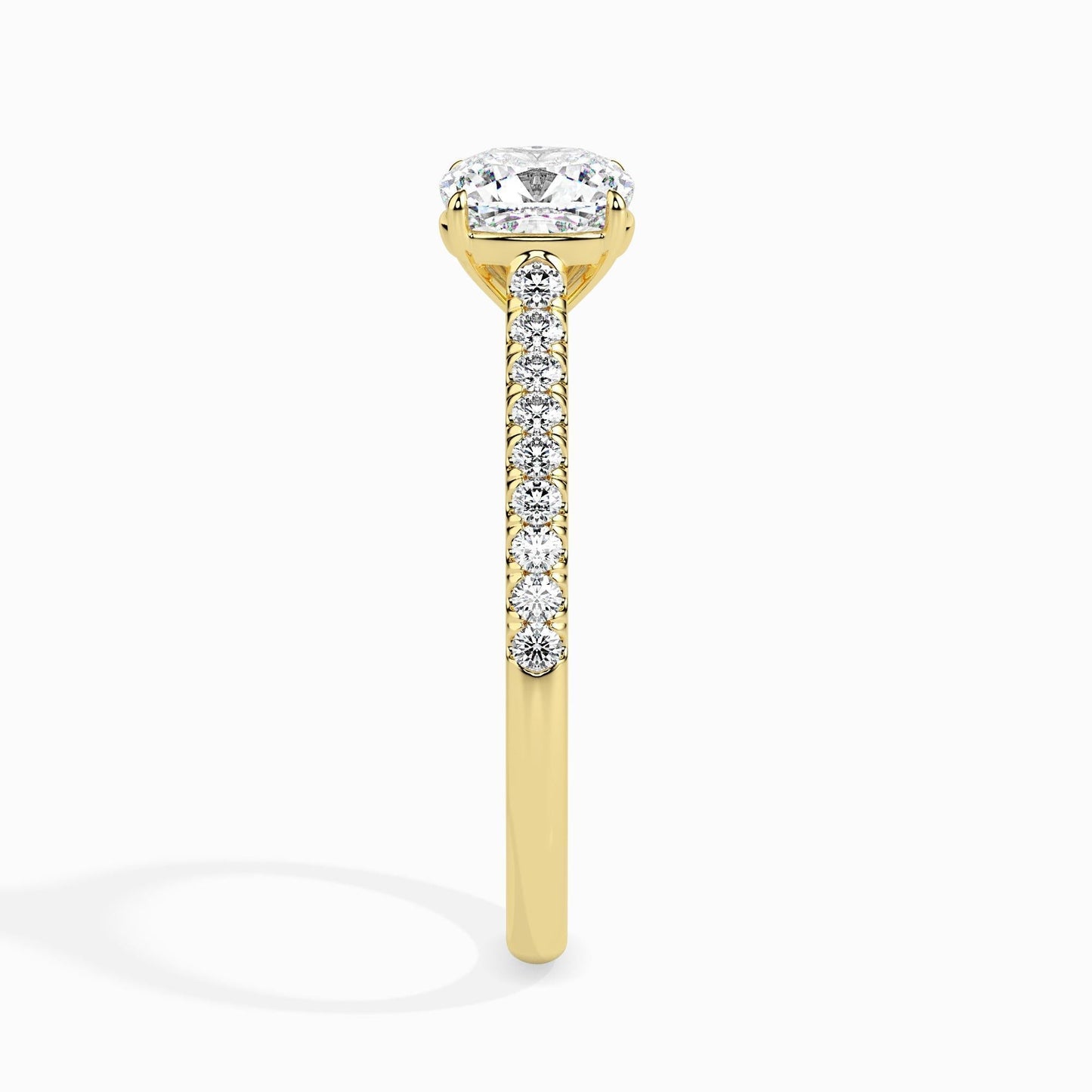 50 Cent Cushion Solitaire Ring in Diamond Band