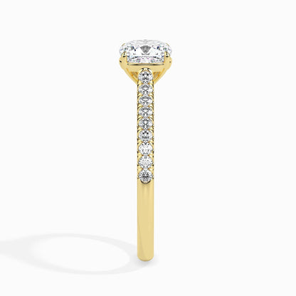 50 Cent Cushion Solitaire Ring in Diamond Band