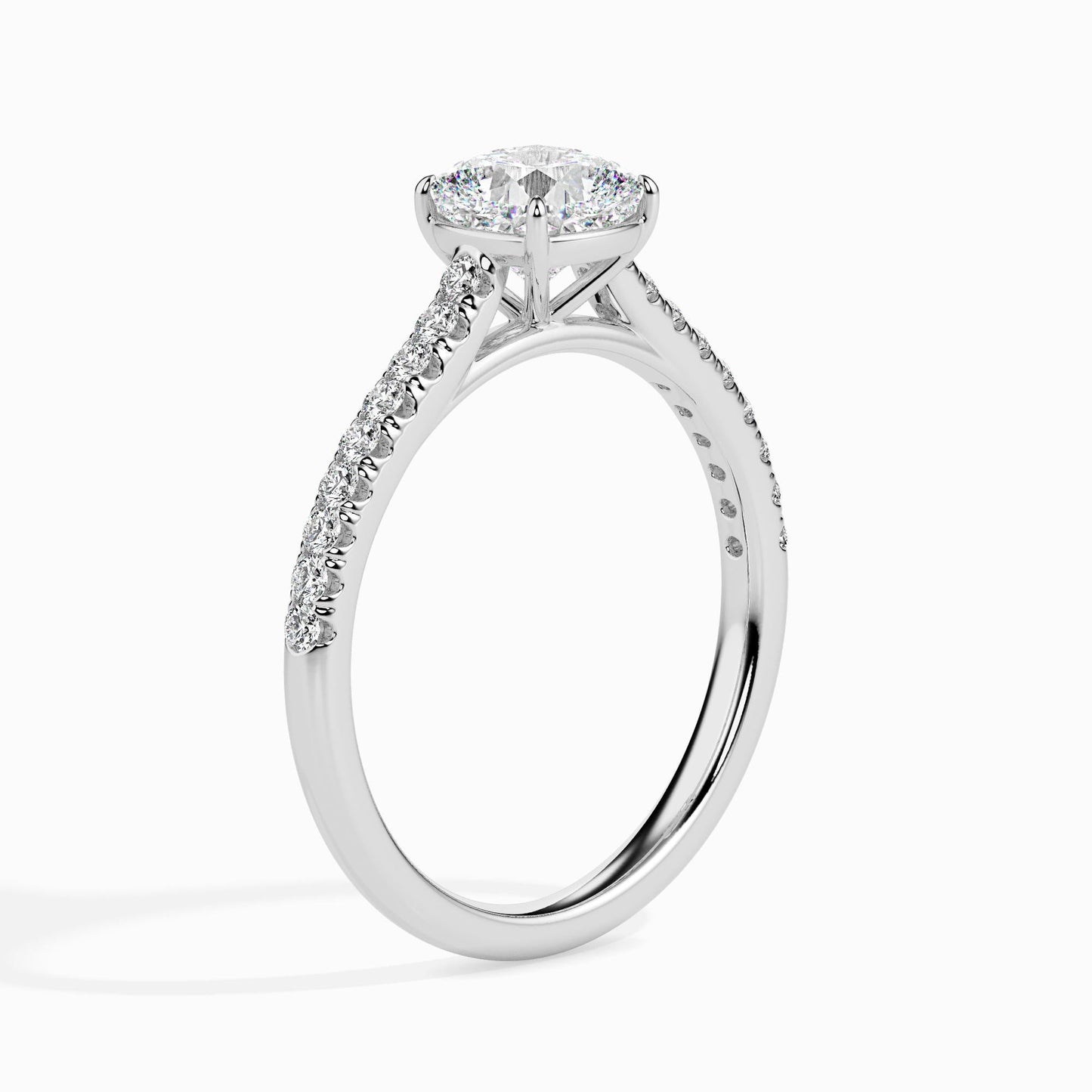 1 Carat Cushion Solitaire Ring in Diamond Band