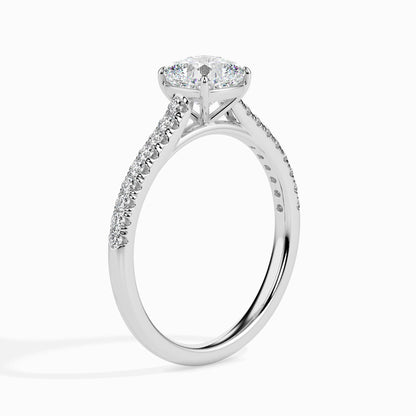 1 Carat Cushion Solitaire Ring in Diamond Band