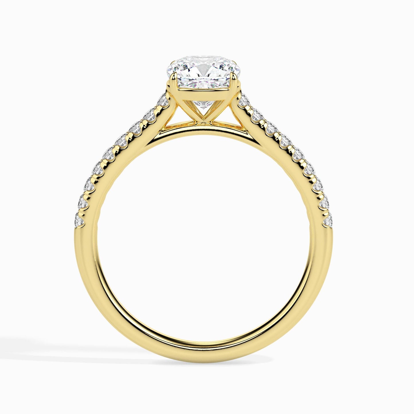 1 Carat Cushion Solitaire Ring in Diamond Band