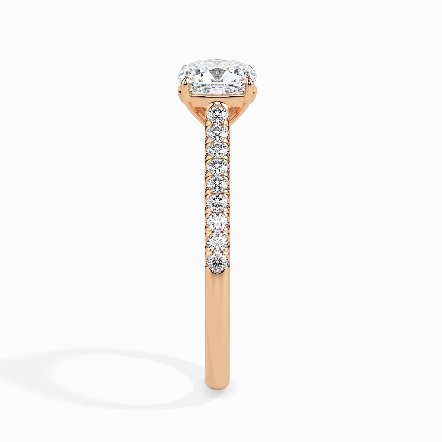 1 Carat Cushion Solitaire Ring in Diamond Band