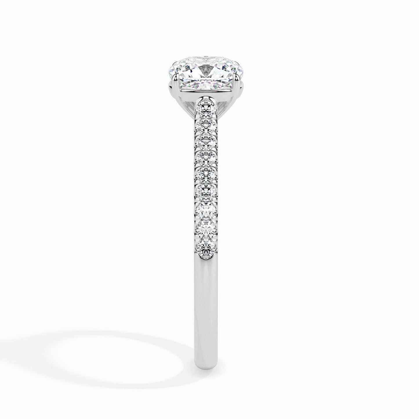 1 Carat Cushion Solitaire Ring in Diamond Band