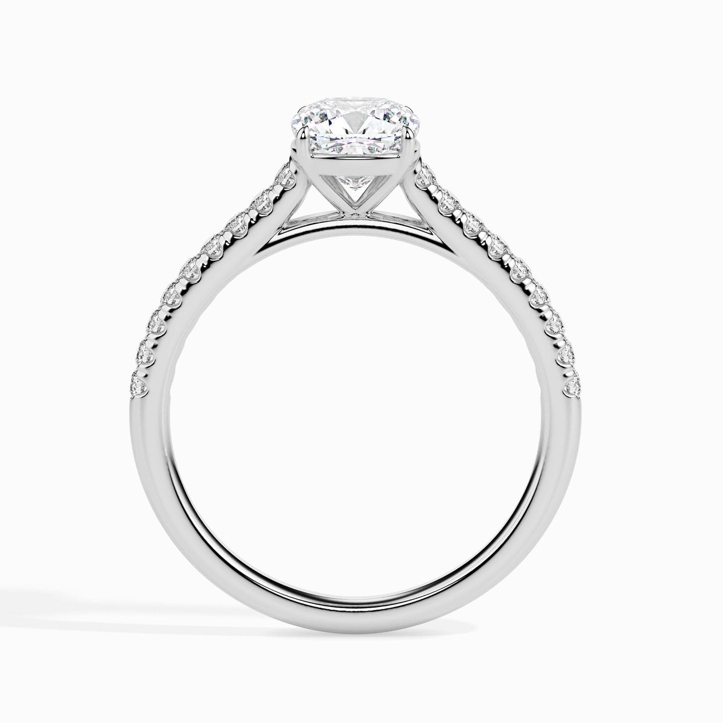 1 Carat Cushion Solitaire Ring in Diamond Band