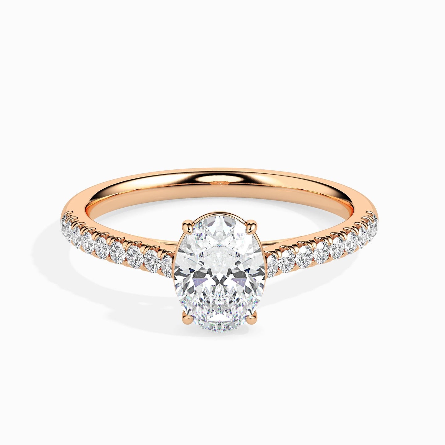 50 Cent Oval Solitaire Ring in Diamond Band