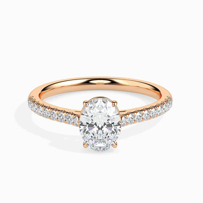 50 Cent Oval Solitaire Ring in Diamond Band