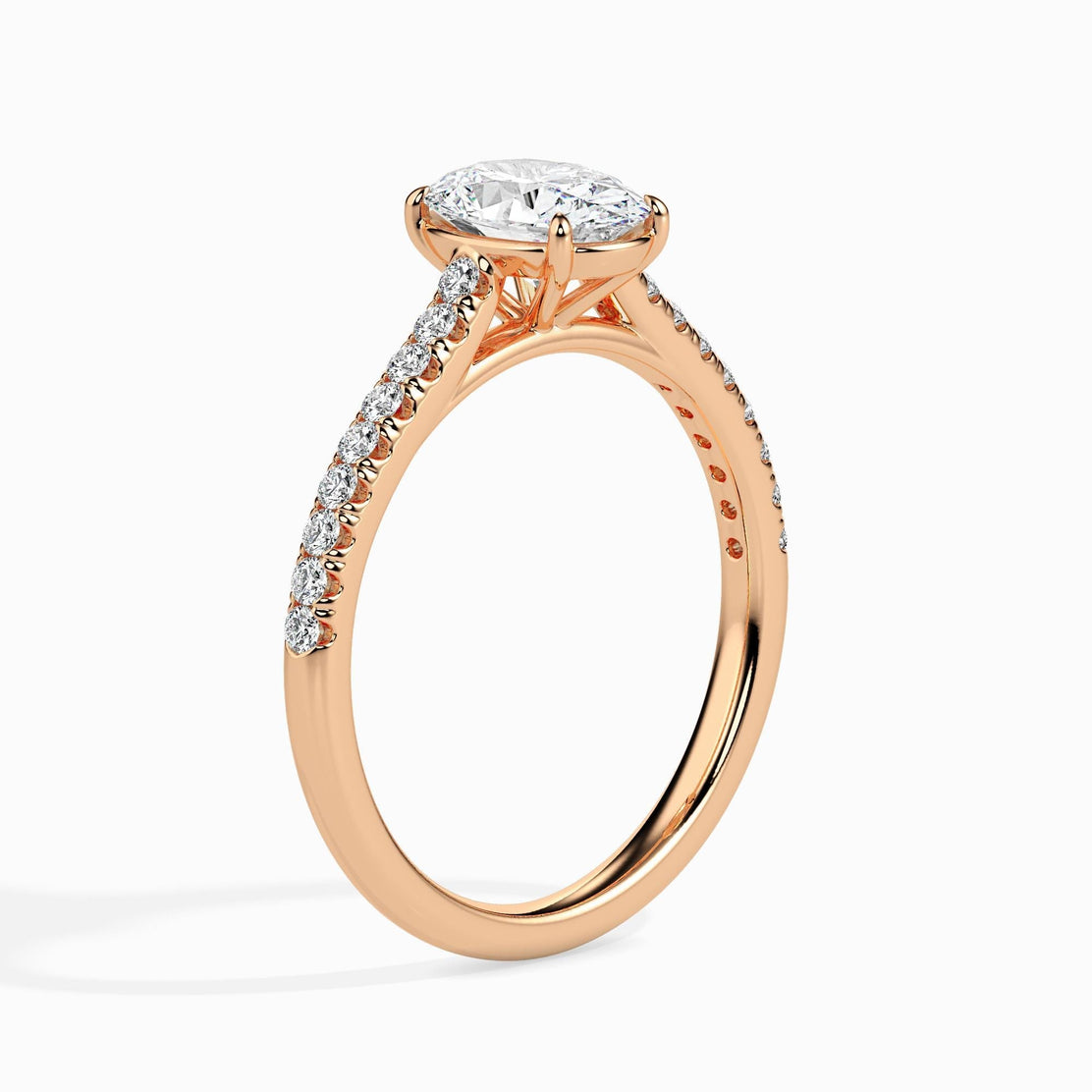 50 Cent Oval Solitaire Ring in Diamond Band