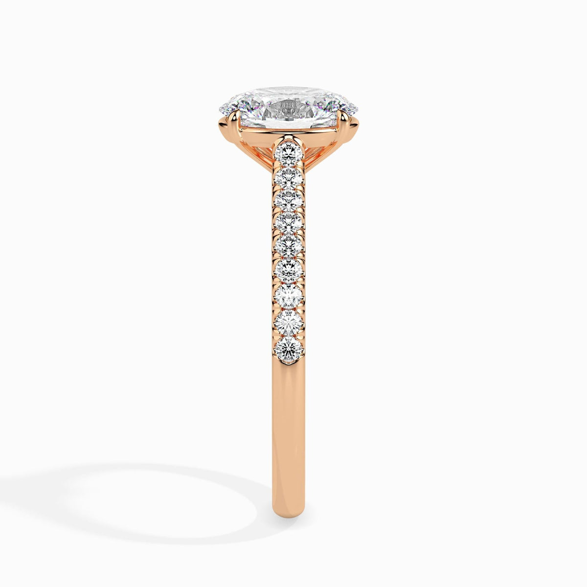 50 Cent Oval Solitaire Ring in Diamond Band