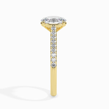 50 Cent Oval Solitaire Ring in Diamond Band