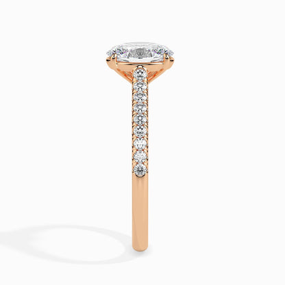 50 Cent Oval Solitaire Ring in Diamond Band