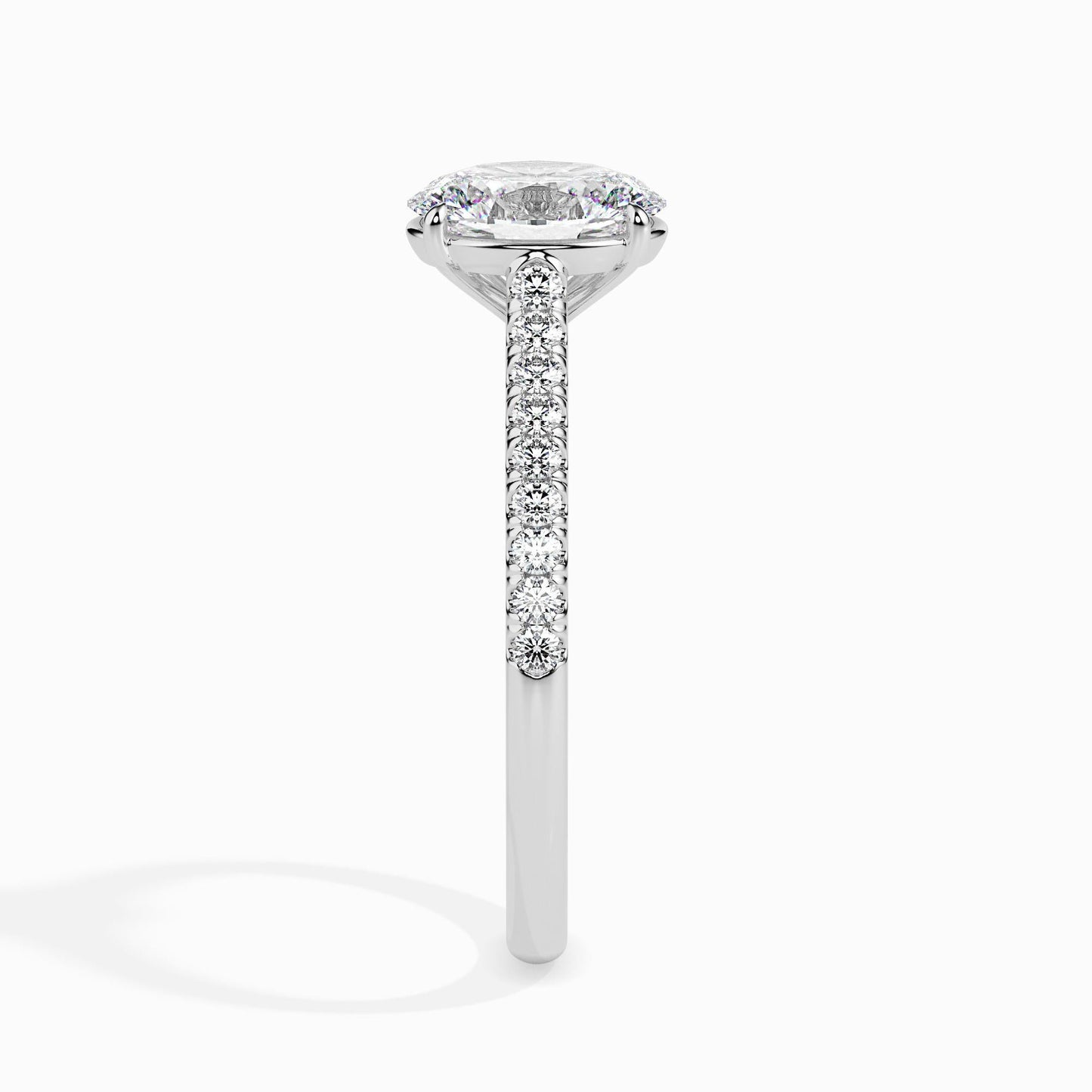 50 Cent Oval Solitaire Ring in Diamond Band