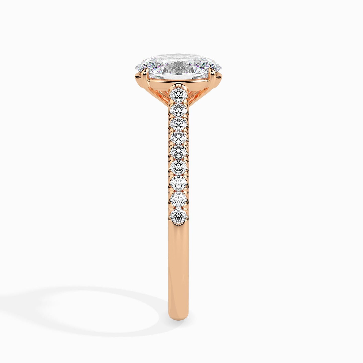 1 Carat Oval Solitaire Ring in Diamond Band