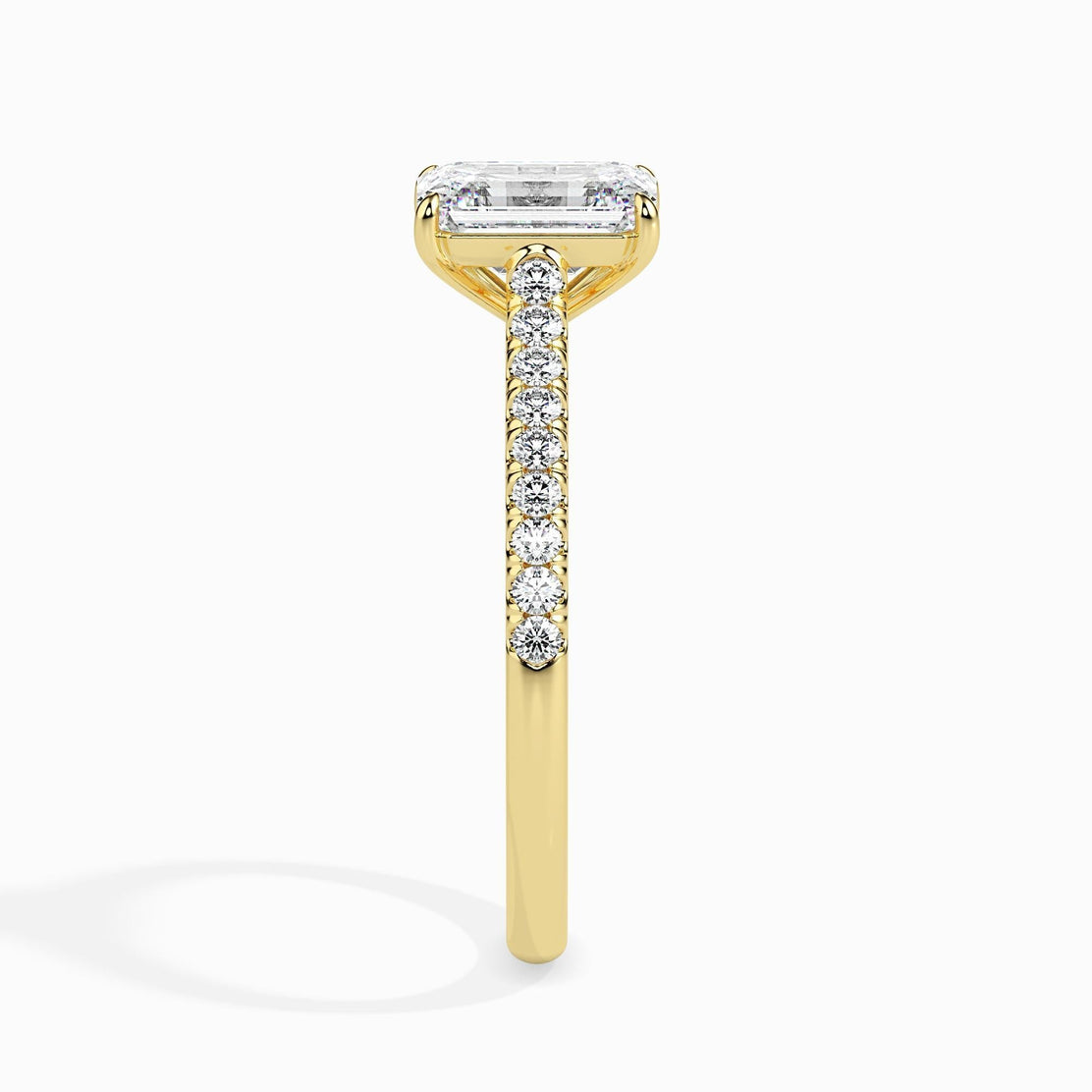 50 Cent Emerald Solitaire Ring in Diamond Band