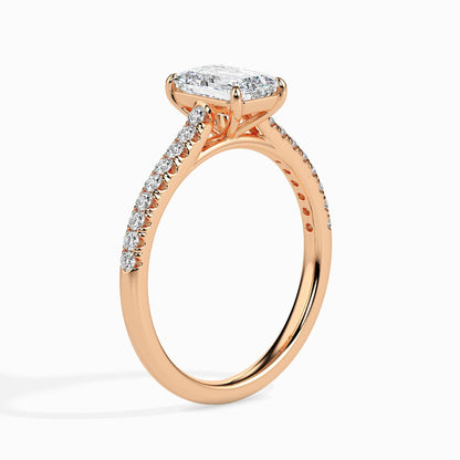 50 Cent Emerald Solitaire Ring in Diamond Band