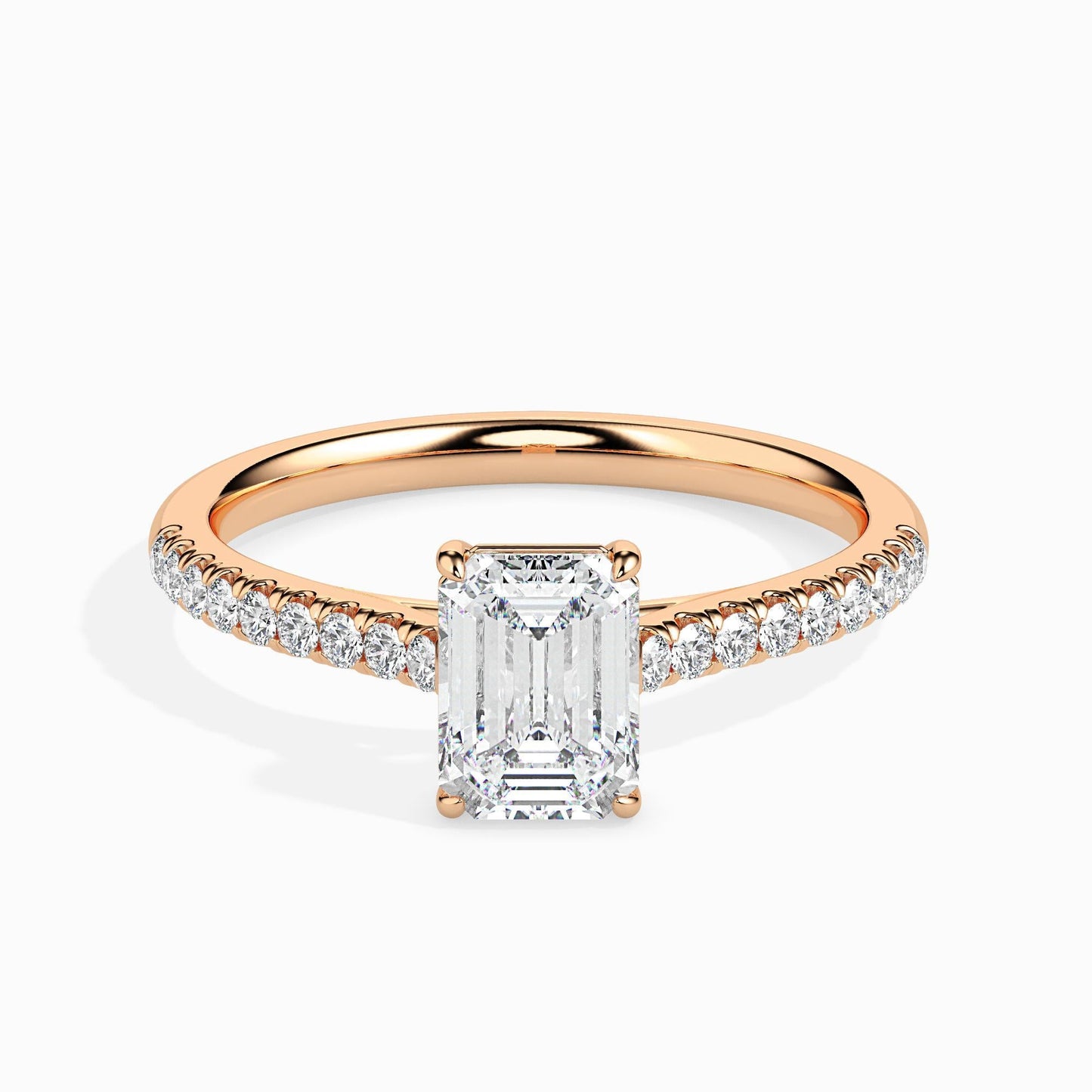 1 Carat Emerald Solitaire Ring in Diamond Band