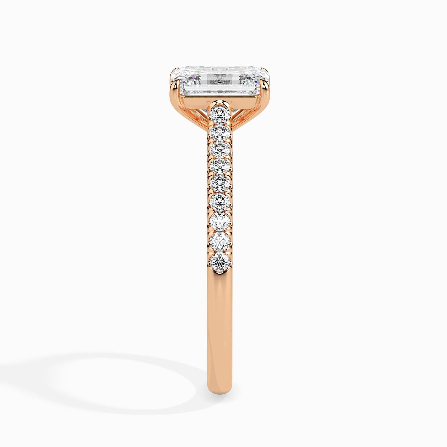 1 Carat Emerald Solitaire Ring in Diamond Band