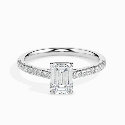 1 Carat Emerald Solitaire Ring in Diamond Band