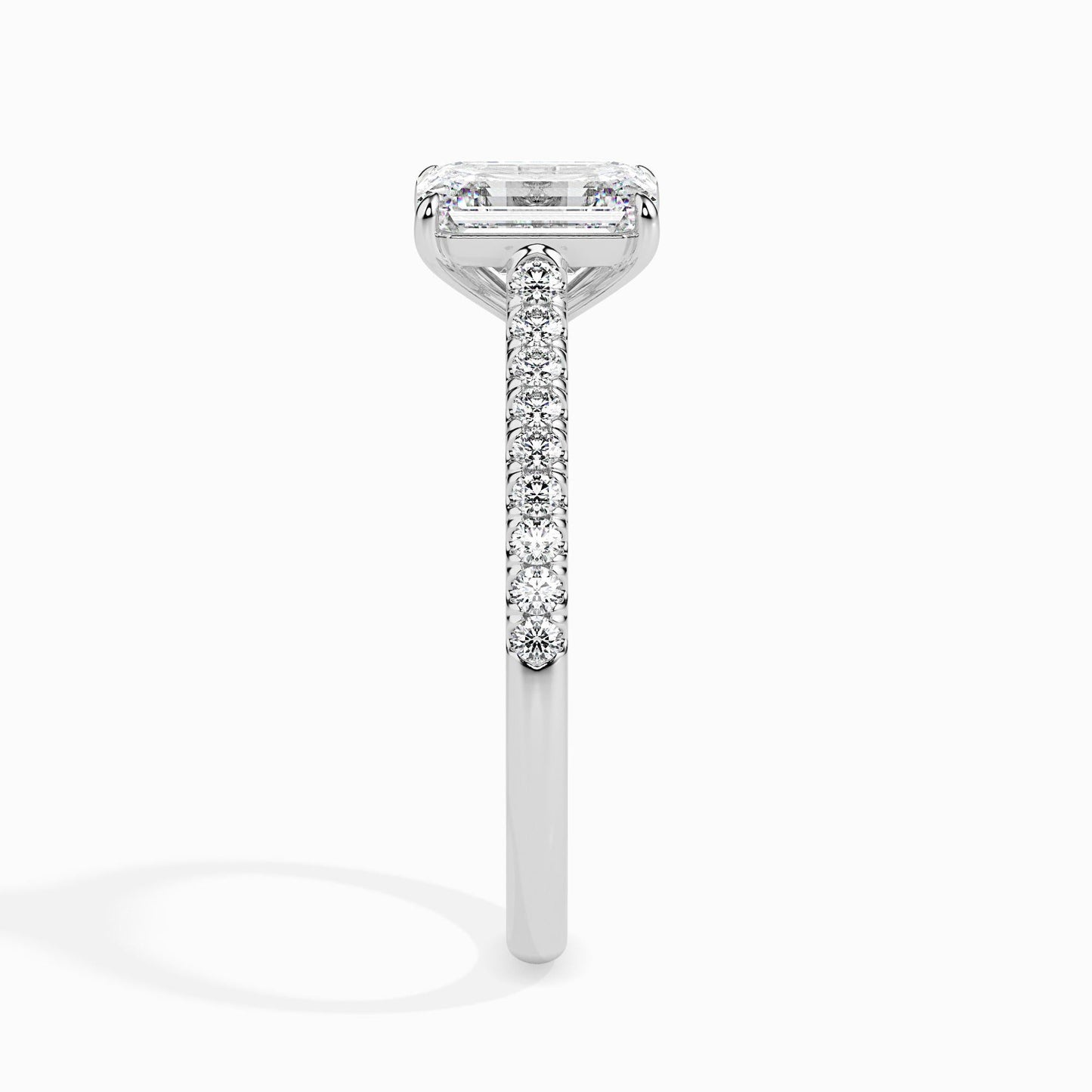 1 Carat Emerald Solitaire Ring in Diamond Band