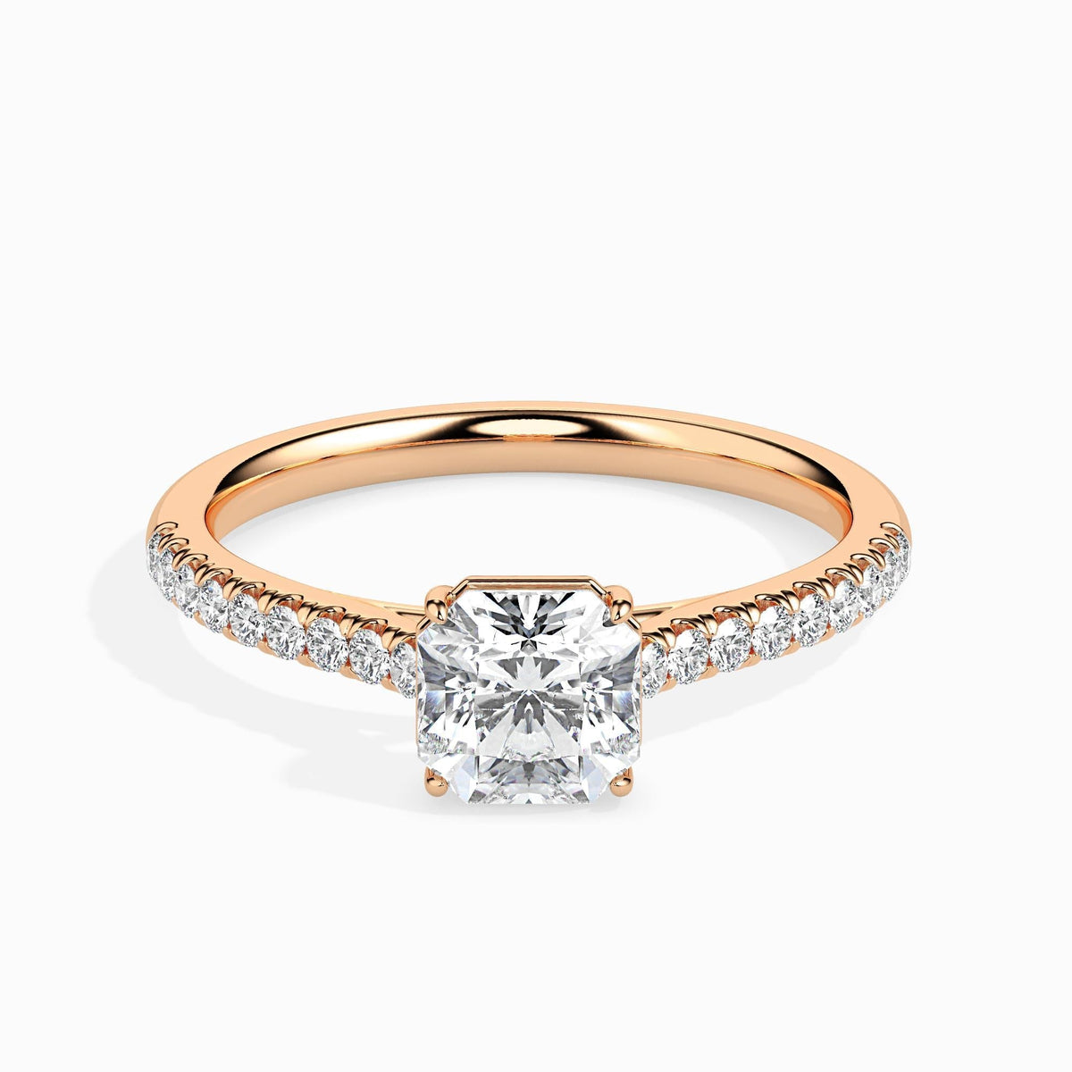 50 Cent Asscher Solitaire Ring in Diamond Band