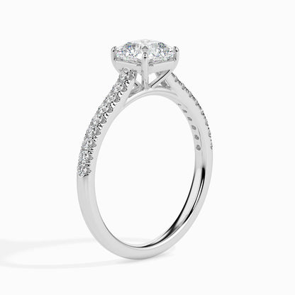 50 Cent Asscher Solitaire Ring in Diamond Band