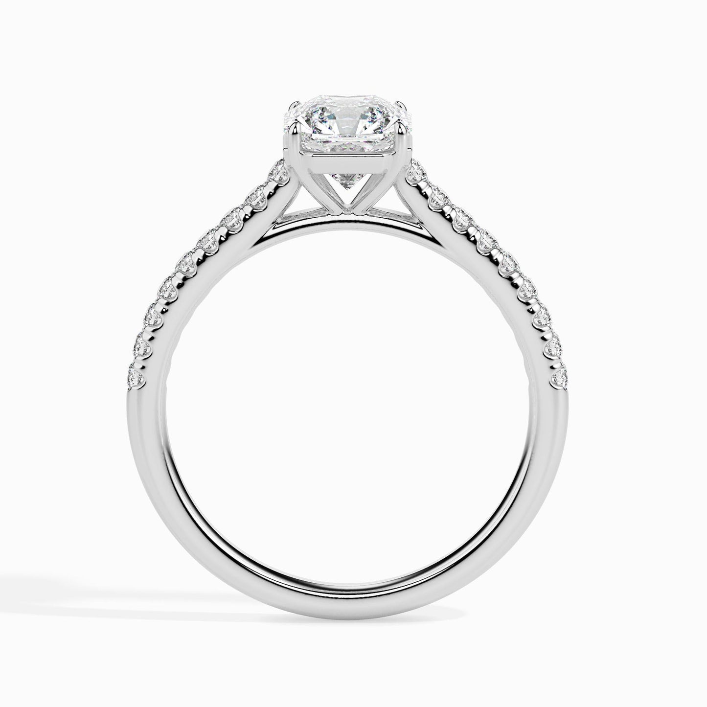 50 Cent Asscher Solitaire Ring in Diamond Band