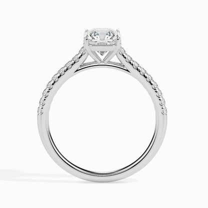 50 Cent Asscher Solitaire Ring in Diamond Band