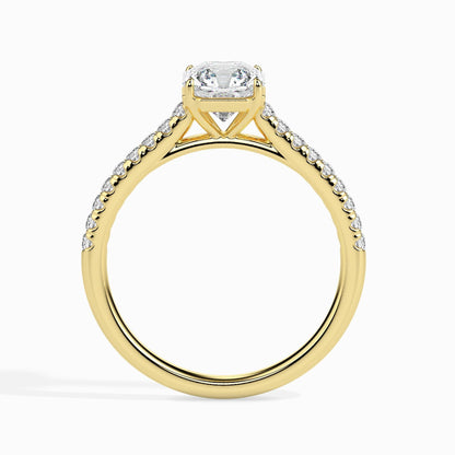 50 Cent Asscher Solitaire Ring in Diamond Band