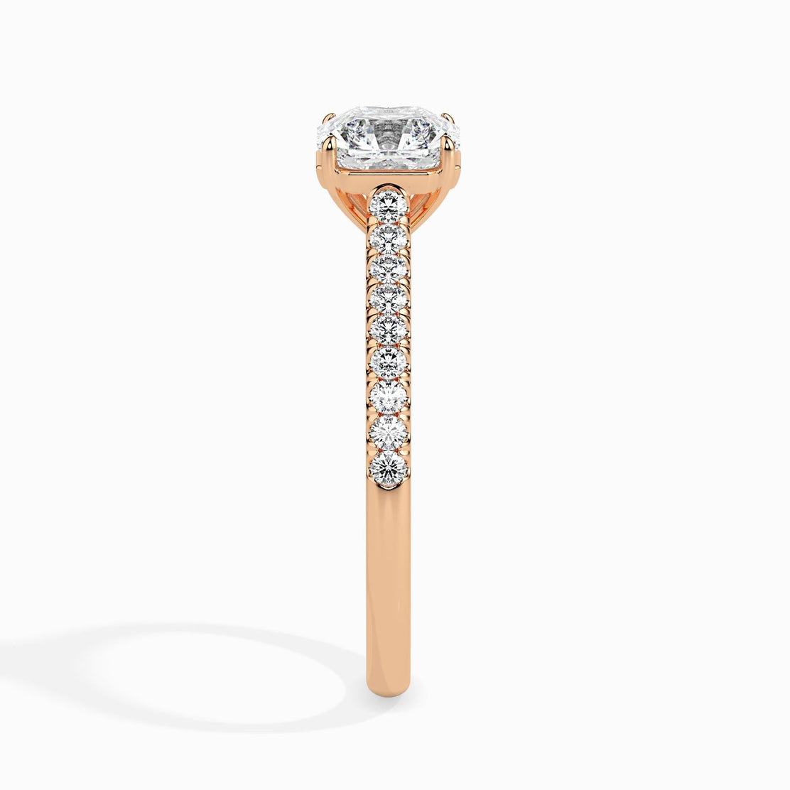 50 Cent Asscher Solitaire Ring in Diamond Band