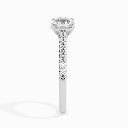 50 Cent Asscher Solitaire Ring in Diamond Band