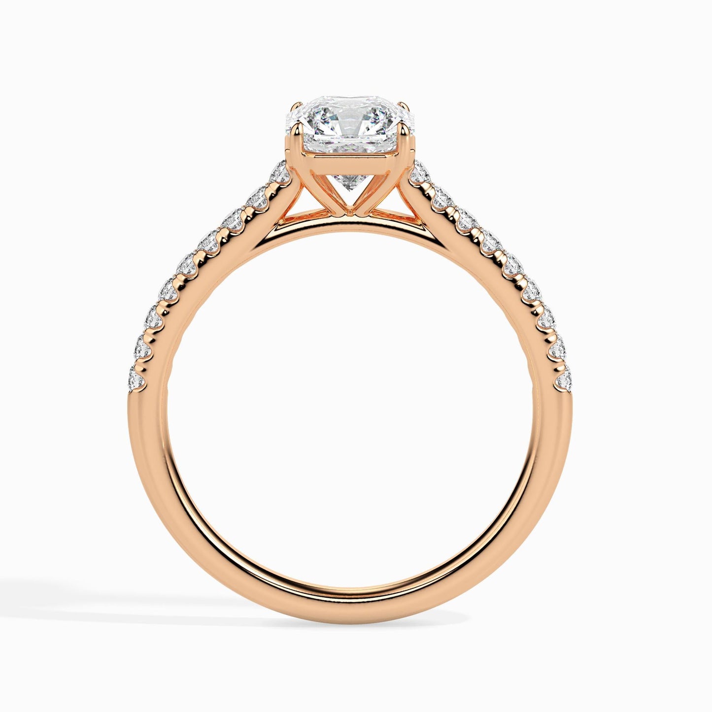 50 Cent Asscher Solitaire Ring in Diamond Band