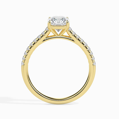 50 Cent Asscher Solitaire Ring in Diamond Band