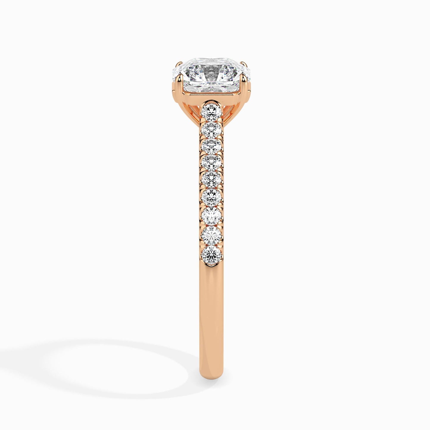 1 Carat Asscher Solitaire Ring in Diamond Band