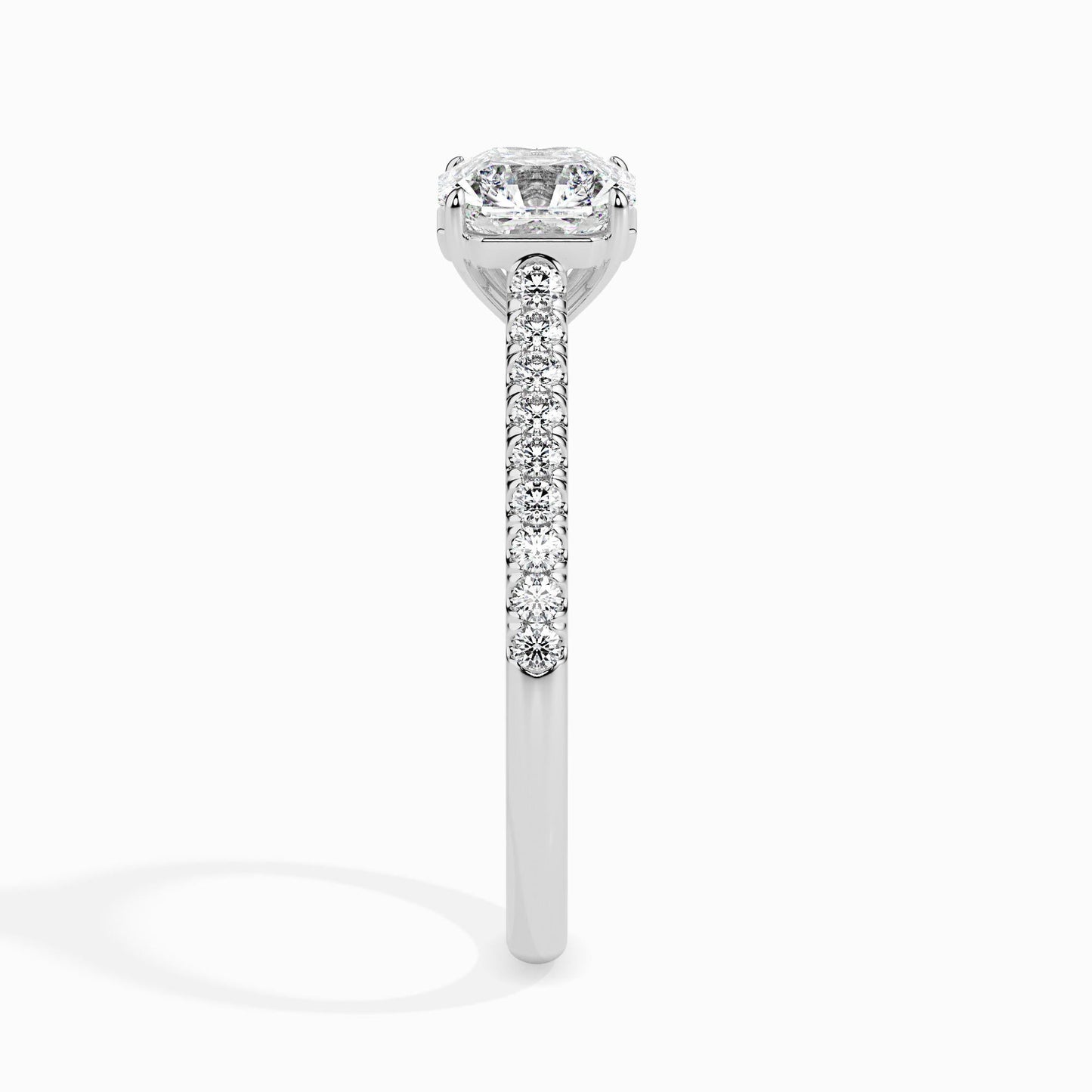 1 Carat Asscher Solitaire Ring in Diamond Band