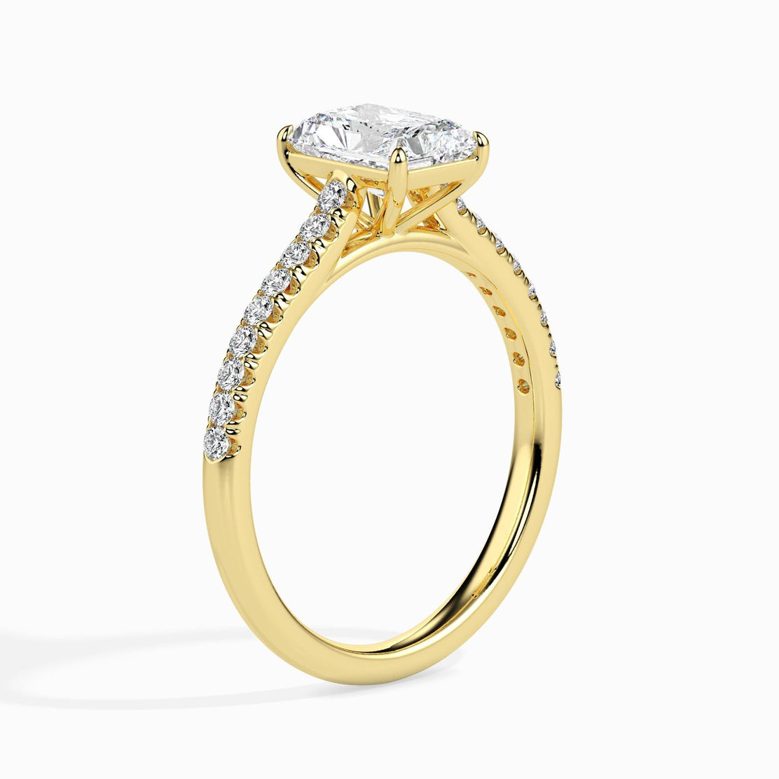 50 Cent Radiant Solitaire Ring in Diamond Band