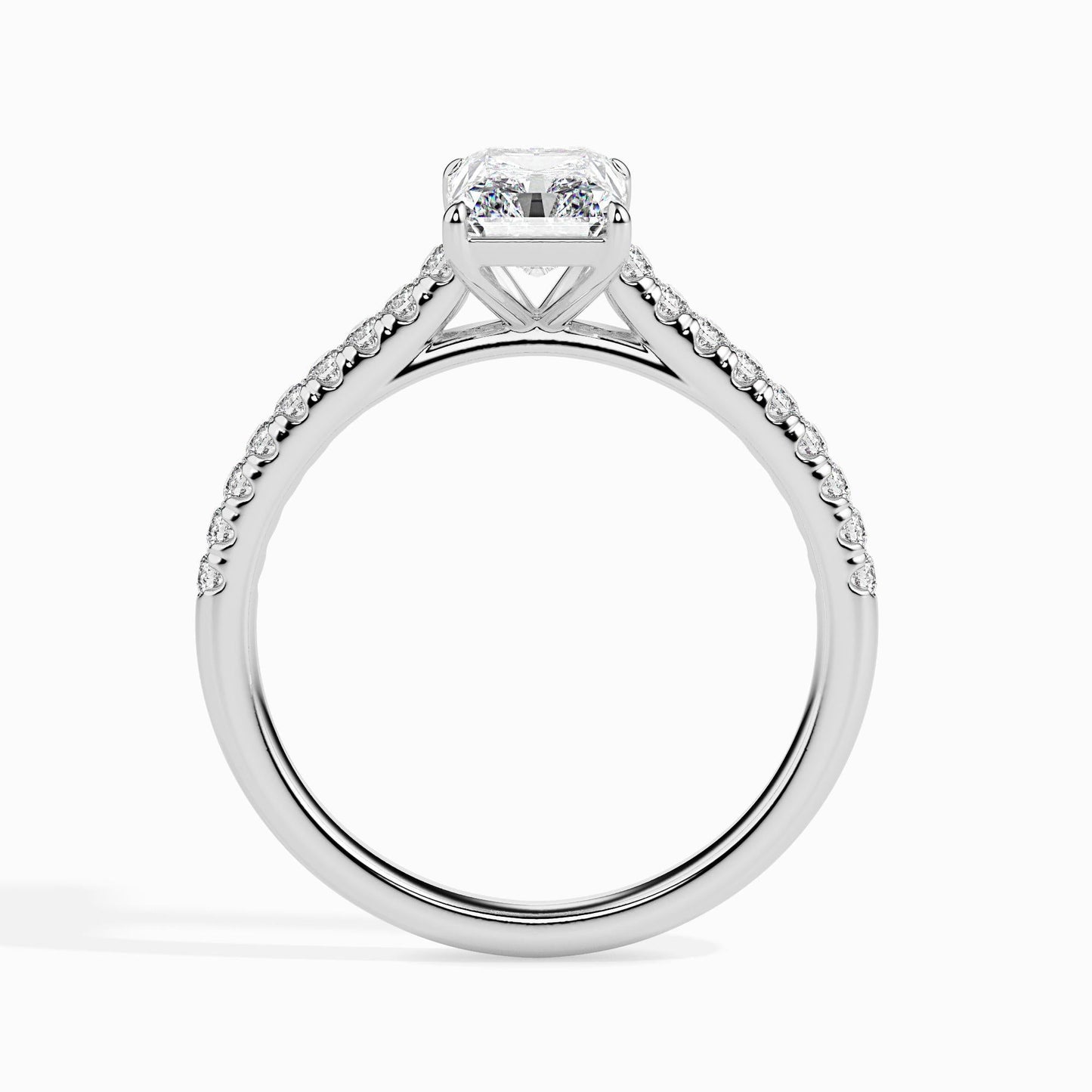 50 Cent Radiant Solitaire Ring in Diamond Band