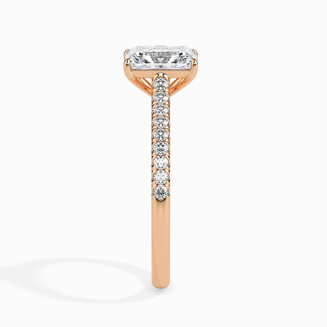 50 Cent Radiant Solitaire Ring in Diamond Band