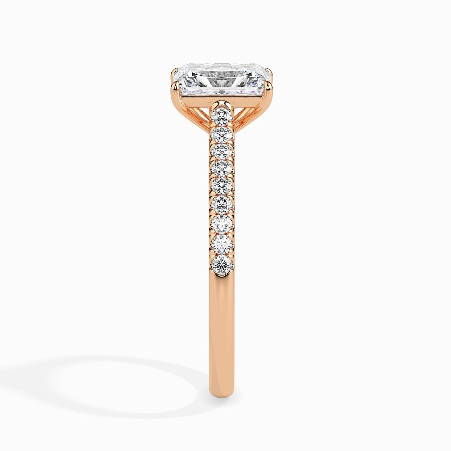 50 Cent Radiant Solitaire Ring in Diamond Band