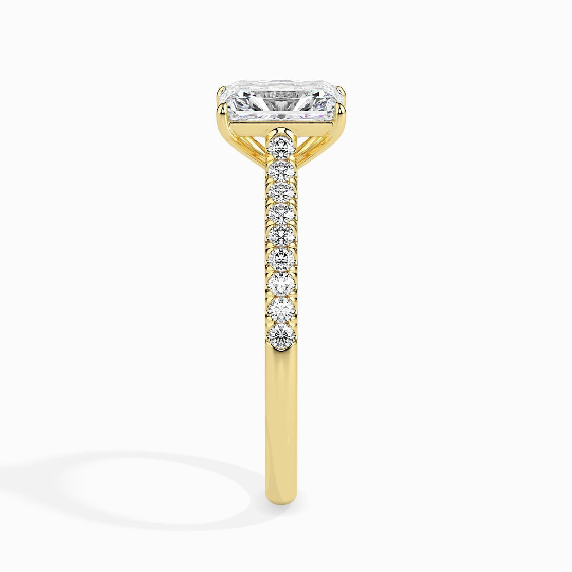 50 Cent Radiant Solitaire Ring in Diamond Band