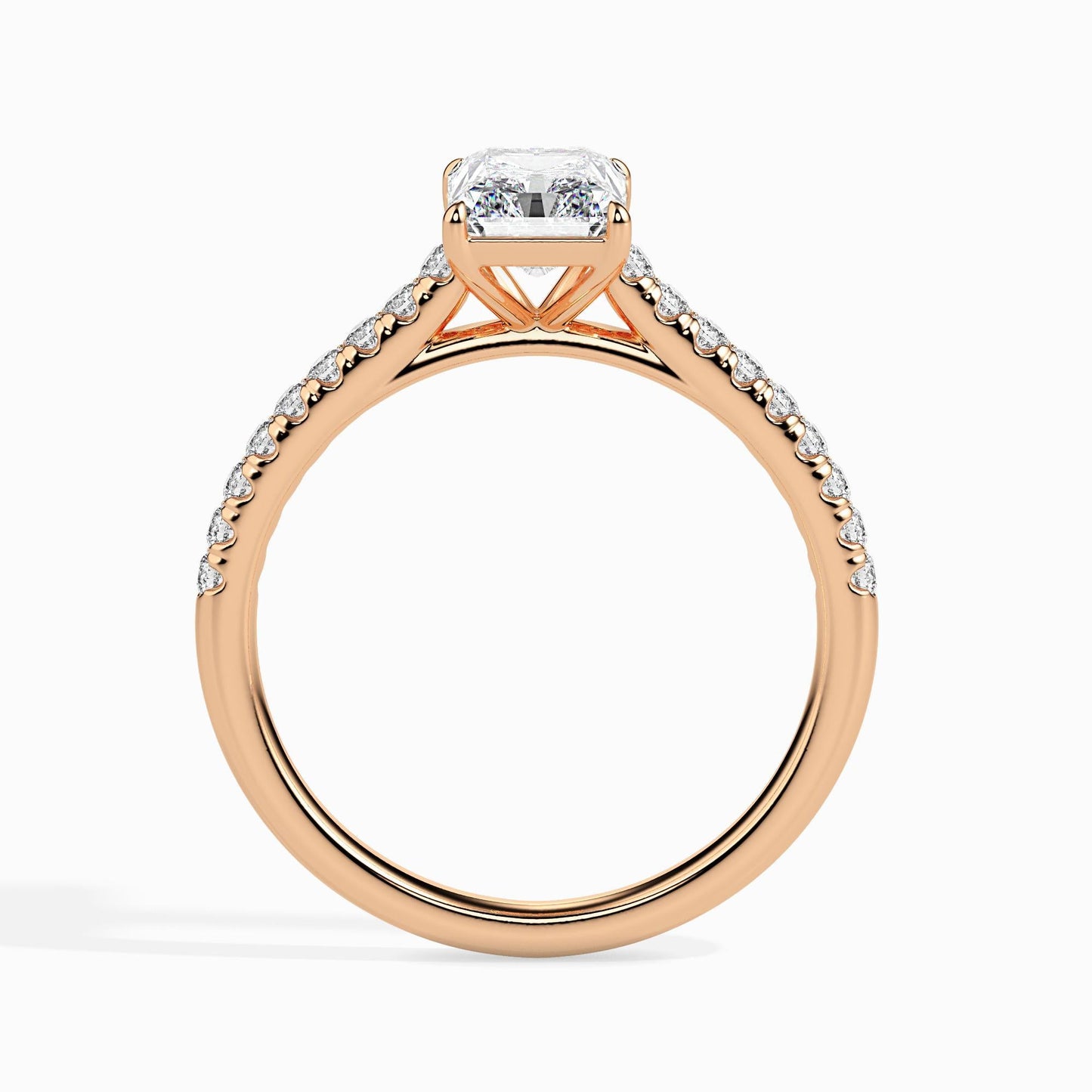 1 Carat Radiant Solitaire Ring in Diamond Band