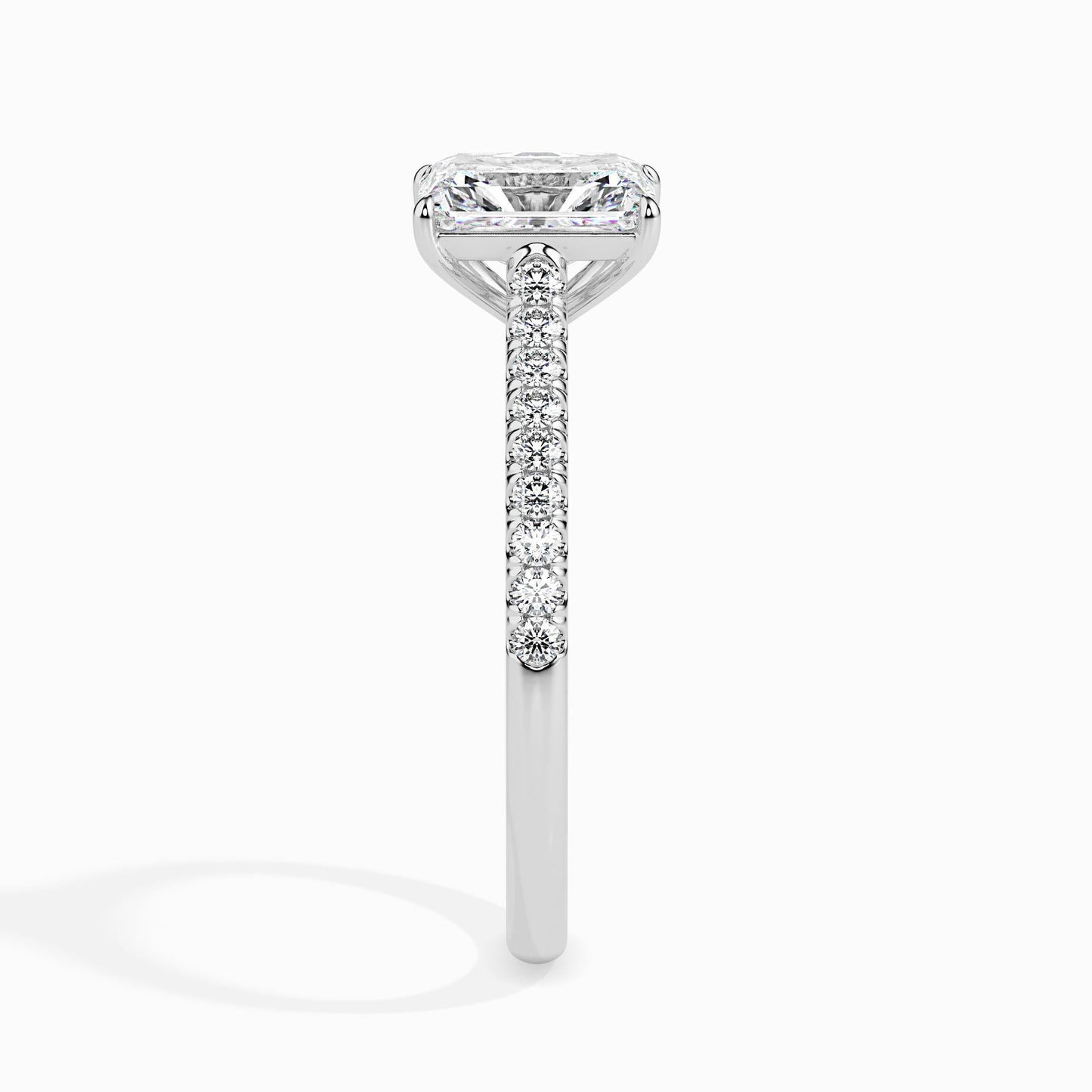 1 Carat Radiant Solitaire Ring in Diamond Band