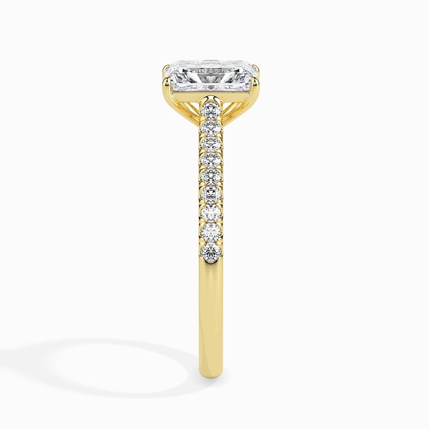 1 Carat Radiant Solitaire Ring in Diamond Band